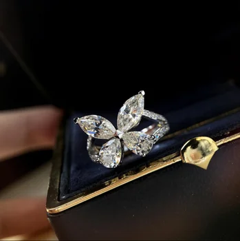 Pevné 18K Zlata Moissanite Diamantový Prsteň D farba VVS S vnútroštátne osvedčenie 0016