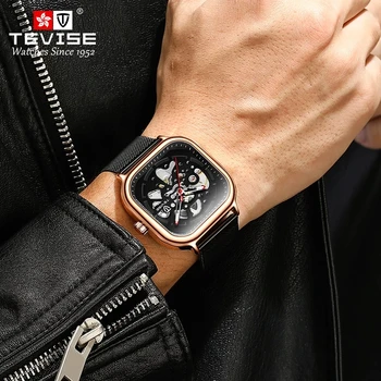 TEIVSE Nové Luxusné Muži Mechanické Náramkové hodinky z Nerezovej Ocele Sledovať Top Značky Zafírové Sklo Muži Hodinky Duté reloj hombre