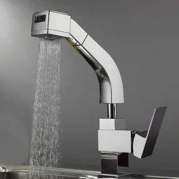 Meď Kúpeľňa Fauect Chróm Leštený Zmiešavač Vody na Pevné Brass Kúpeľňa Umývadlo Rozšírenie Vytiahnite Povodí Kohútik BF030