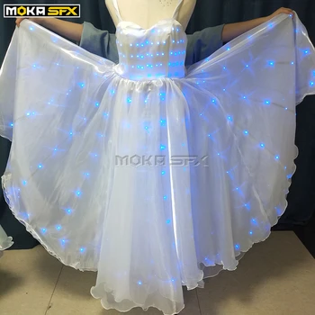 LED robot oblečenie ballroom dance ženy šaty Farebné LED svetlo robot svetelný oblek Pre nočný klub Fáze Show
