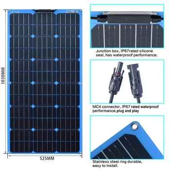 Nové 200W 100W Solárne Panely Auta 18V Monokryštalické Vysoká Účinnosť Flexibilné Fotovoltaický Panel Solárny Systém Zonnepaneel