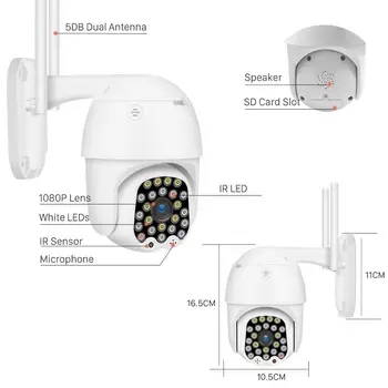 1080P Cloud 4X Digitálny Zoom, Wifi PTZ Kamery Nepremokavé 2MP Plný Farieb Automatické Sledovanie CCTV Bezpečnostné Kamery IP Speed Dome Kamery