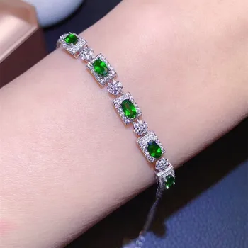 KJJEAXCMY jemné šperky S925 mincový striebro vykladané prírodné Diopside Dievča, nové nádherné ruky Náramok Podporu test Čínsky štýl