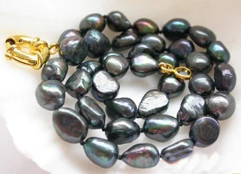 Ideálny Nové Arriver Pearl Šperky,5 ks 17inches 11-12mm Veľkými rozmermi, Čierna Farba, Barokový Sladkovodné Perlový Náhrdelník,Doprava Zdarma