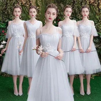 Krásy Emily riadok Čipky Sivá Bridesmaid, Šaty 2020 skratka pre Deti, Svadobné Party Prom Ženy Šaty