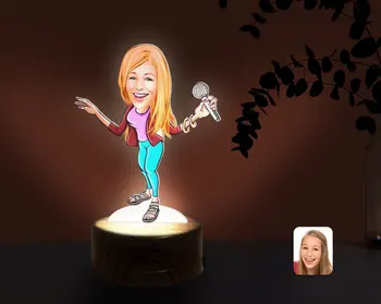 Osobné Spev Dievča Karikatúru DEKORATÍVNE 3D TRINKET LED Svetelné Noc Lambası-1 Spoľahlivý Moderný Jednoduchý Darček Špeciálny moment