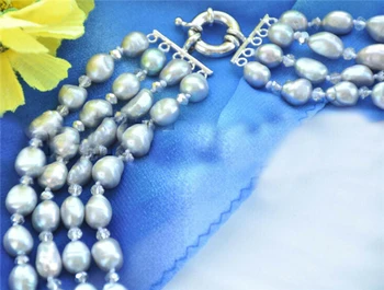 HABITOO Luxusné 21inch 4 Pramene 11-12mm Prírodná Šedá Barokový Keshi Reborn Crystal Pearl Perličiek Mix Náhrdelník Ženy Módne Šperky
