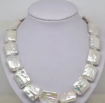 Ušľachtilý Obrovské veľkosti 17-19 MM biely štvorec perlový náhrdelník 18