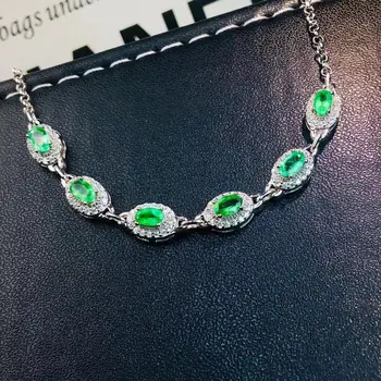 KJJEAXCMY boutique šperky 925 sterling silver vykladané Prírodné emerald dámy náramok podpora detekcie nádherné krásne
