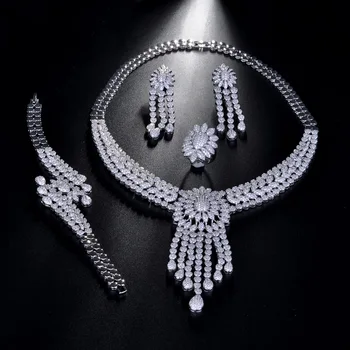 8 Luxusné Nigérijský Žena Svadobné Móda Afriky Korálky Šperky Set Svadobné Svadobné AAA CZ Šperky Set Šaty Príslušenstvo S181