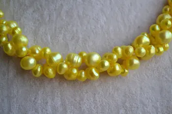 Obľúbené Pearl Choker Náhrdelník Svadobné 6-9mm Žltá Pravých Sladkovodných Perál Šperky Očarujúce Narodeninovej Party Jemné Lady Darček