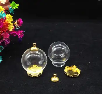 100pcss 25*15 mm Transparentné sklo svete koruny base korálky spp sklenenej fľaštičke prívesok, fľaša dome terárium váza diy príslušenstvo šperky
