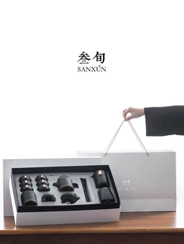 Čínsky Retro Štýle Kung-Fu Čaj Nastaviť Domácnosti Obývacia Izba Jednoduché Keramické Suché Naliať Čaj Zásobník Office Svetlo Luxusné Moderné Mini Set