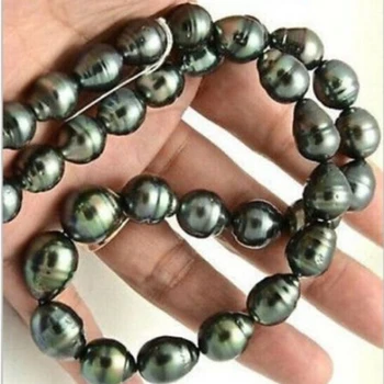 12-13mm barokový tahitian páva zelená perlový náhrdelník 18-palcové doprava zadarmo