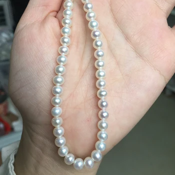 Sladkovodné Perly náhrdelník Dokonalý Guľatý tvar s Veľkosťou 5-5.5 mm dokonalý lesk na Šperky DIY voľné pearl pramene
