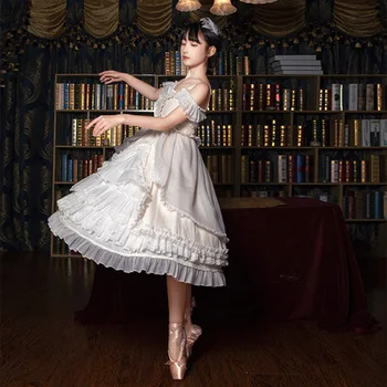 Vintage JSK Lolita Šaty Roztomilý Dievča Čipky Falbala Elegantné Baletné Šaty Princezná Súd Slúžka Cosplay Kostým Kawaii Loli Cos