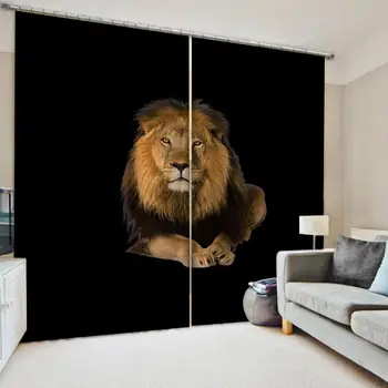 Vlastné čierne pozadie, hnedá lions záclony Spálne, obývacia izba vetru zahusťovanie zatmenie textílie