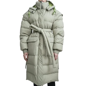 Ženské kabát hrubé biele kačacie nadol 2021 zimné nové módne kabát vesta s kapucňou nadol bunda dlhé čierne