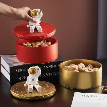 Nordic Tvorivé Skladovanie Darčeka Astronaut Zapečatené Candy Úložný Box Pokryté Obývacia Izba, Kuchyňa Nový Rok Občerstvenie Zásuvky Organizátor