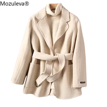 Mozuleva ručne šité vlnené kabát žien jeseň a v zime dvakrát čelil kabát voľné vlnené kabát žien 2022 nové oblečenie