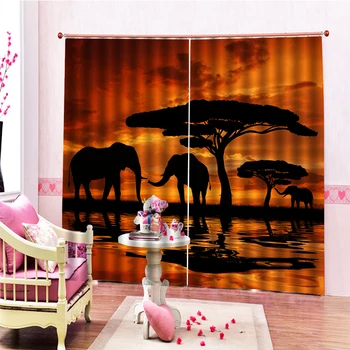 Krásna Fotka, Módne Prispôsobený 3D Závesy 3d krajiny slon závesy 3D Okna Záclony Na Obývacia Izba, Spálňa
