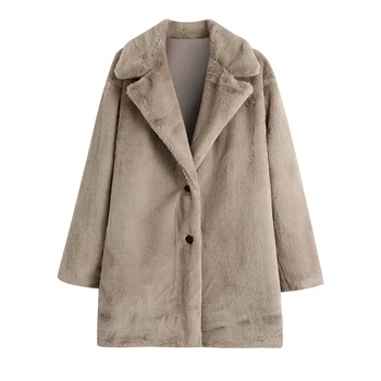 XitimeaoZa Nové Zimné Falošné Kožušinový Kabát Voľné Stredne Dlhý Kabát Dámy Vyrobené Jahňacie Coats Ženy Módne Oblečenie Oblečenie