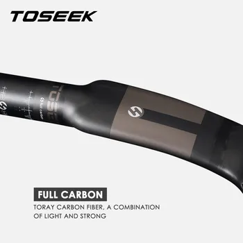 Toseek Full Carbon Fiber Cestných Bicyklov Ohnuté Riadidlá Bar Matný UD 31.8 mm*400/420/440mm Vnútorným vedením, Požičovňa Časti Čierna