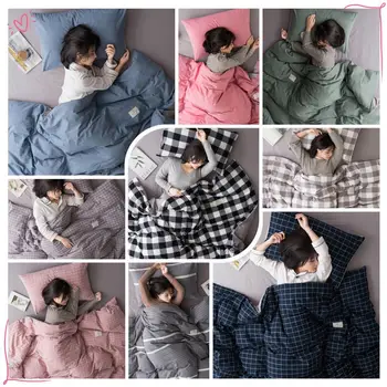 Japonský štýl bavlnená priadza-farbené umyté bavlna štyri-kus jednoduché posteľná bielizeň