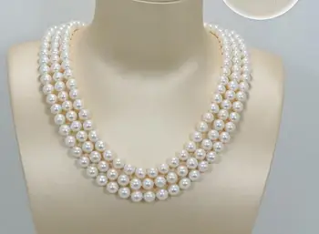 3 pramene 9mm jasné biele Perlový náhrdelník prírodné Sladkovodné PERLY Ženám, Šperky 35 cm 43 cm 15