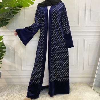 Ženy V Moslimských Jeseň Abaya Šaty Velúrové Koberčeky Ramadánu Eid Abaya Dubaj Kaftan Hidžáb Moslimských Kimono Cardigan Mujer Jilbab Kaftane