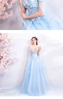 Reálne light blue butterfly výšivky plesové šaty, Stredoveké a Renesančné Šaty kráľovná cosplay Victoria šaty márii Antoinette/Belle