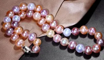 Nádherný 9-10 mm kolo multicolor perlový náhrdelník 18-palcové 36
