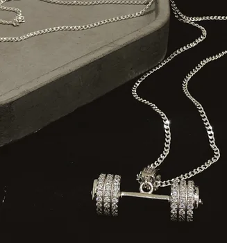 Street Pár 925 silver zirkón diamond-studded hip hop činka náhrdelník s príveskom
