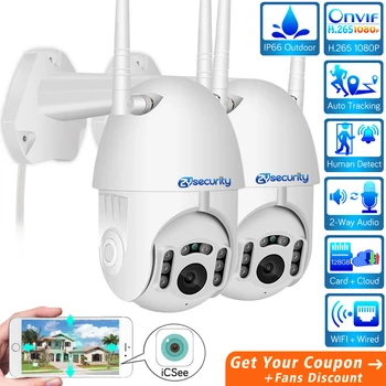 1080P Vonkajšie WiFi Kamera Auto Tracking, Smart Wireless Home Security PTZ CCTV Audio Dohľad Speed Dome IP Kamery iCSee