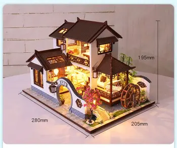 Diy Doll House Nábytok Diy Prípade Miniatúrne Drevené Miniaturas domček pre bábiky Hračky pre Deti Narodeninám Čínsky Štýl P002