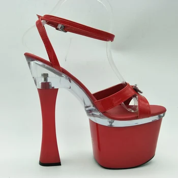 20 CM Platforma Crystal topánky 8 cm vysoká päty topánky sexy ženy, Sandále Exotickej Tanečnice topánky striebro strany Tanečné Topánky