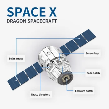 MOC-4573 SpaceX Dragon Loď Space Exploration Stavebné Bloky Model detské Vzdelávacie Tehly Hračky HOBBY Deti Vianočný Darček