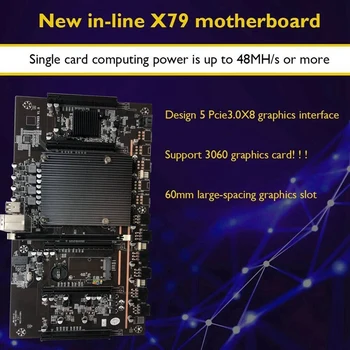 X79 H61 BTC Ťažba Doske 5X PCI-E Podpora 3060 3070 3080 GPU s E5 2620 CPU RECC 4GB DDR3 Pamäť, 120 G SSD+Ventilátor