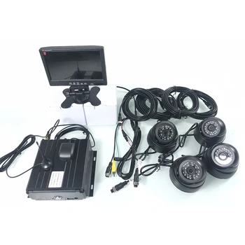 Diaľkové video Monitorovanie AHD 4CH hd 720P 3-palcový plastové pologule auto kamera, 3G, GPS Autobus Monitorovanie Suite zdroj factory