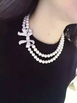 Dvojité pramene 9-10 mm south sea white pearl náhrdelník 20