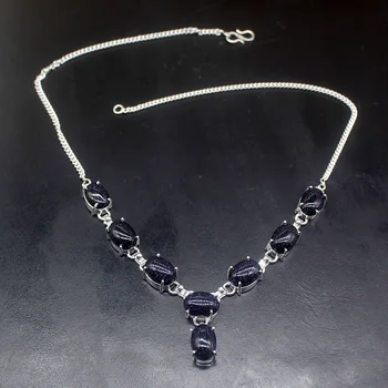 Gemstonefactory Šperky Veľká Podpora Jedinečný 925 Silver Elegantné Čierne Slnko Sitara Exotické Ženy Reťazca Náhrdelník 48 cm 202101491