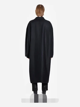 Pánske novú pánsku tmavé estetické veľké veľkosti voľné mestskej mládeže módne vlnené kabát dvojité breasted kabát