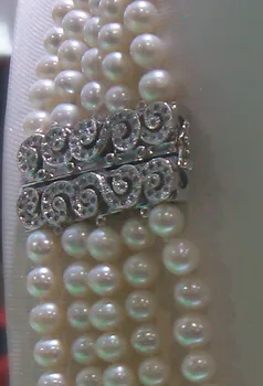 Veľkoobchod 4 riadky prírodné AA 9-10 mm biela usadenina perlový náhrdelník