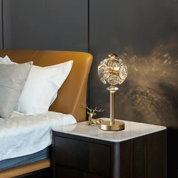 Luxusné Stolové Svietidlo Crystal Post Moderné Stolná Lampa Pre Obývacia Izba, Spálňa, Nočné Nordic Led Tabuľka Light Cafe Bar Jedáleň Lampa