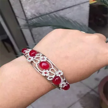 KJJEAXCMY jemné šperky S925 Čistého striebra vložkou prírodné ruby medulla ženský štýl náramok rastlín meihua ozdoby