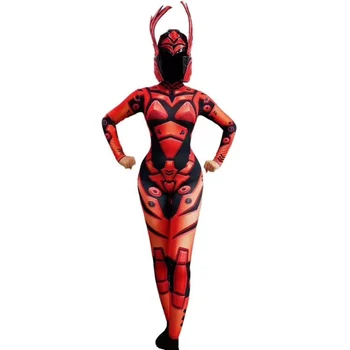 Novinka Prilba Robot Červená Vytlačené Halloween Jumpsuit Úsek Chudá Kombinézach Maškaráda Fáze Role-Playing Výkon Kostýmy
