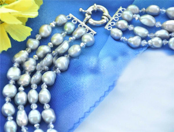 HABITOO Luxusné 21inch 4 Pramene 11-12mm Prírodná Šedá Barokový Keshi Reborn Crystal Pearl Perličiek Mix Náhrdelník Ženy Módne Šperky