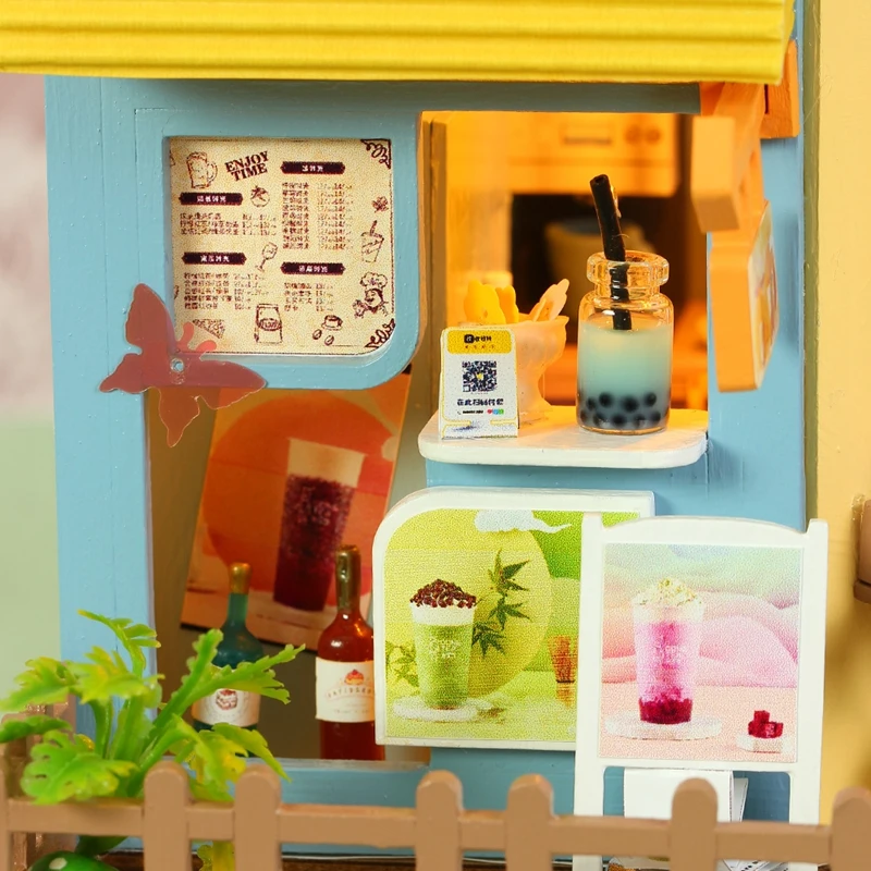 Diy Miniatúr Drevených Doll House Súpravy Casa Nábytok Citrón Obchod Roombox domček pre bábiky Zmontované Hračky pre Xmas Gift Model Bezplatné Nástroje