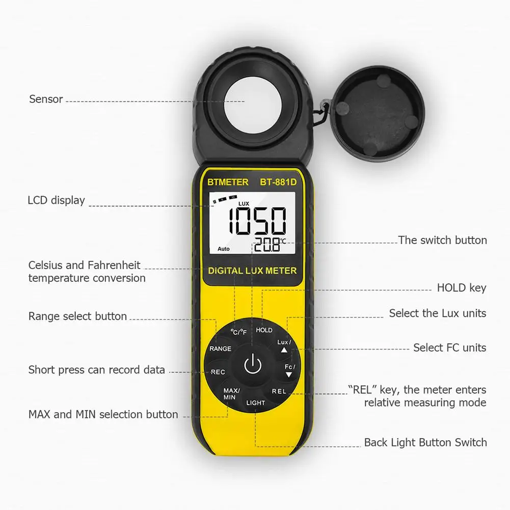 Mini Digital Illuminence/Light Meter LUX Osvetlenie Meter S LCD Displejom, Profesionálny Digitálny Fotometer Pre Rastliny,