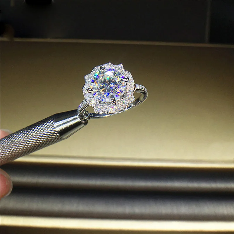 18K goldr krúžok 1ct D VVS moissanite prsteň Zásnubný&Svadobné Šperky s certifikát 0020